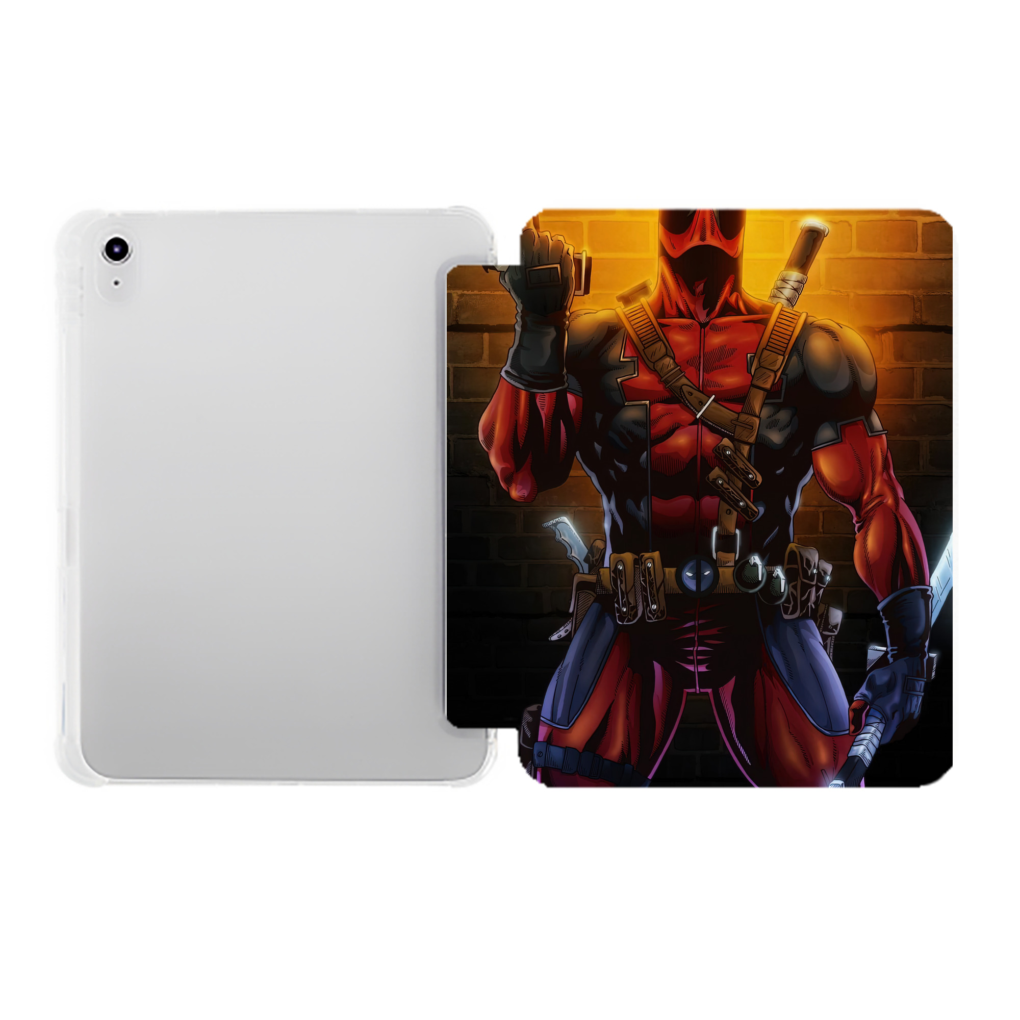 （画像用） Deadpool デッドプール IPad ケース ペン収納付き 三つ折りスタンド PUレザー×シリコン 対応機種9.5/10.5/10.9インチ